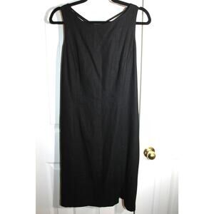 Howard Wolf Vtg Black Linen Blend Sheath Dress w/ Lattice Back sz 6